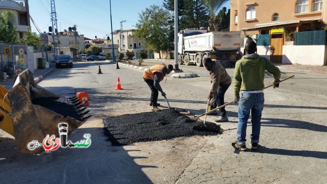  كفرقاسم : بعد موجة الامطار والعواصف بلدية كفرقاسم في حملة صيانة وترميم للشوارع